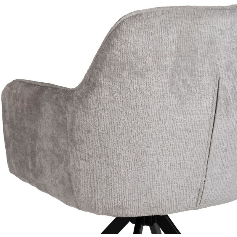Fauteuil moderne chic en Velours Gris clair Côtelé Métal Noir Solian (Lot de 2) - 7