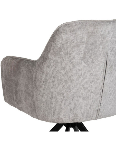 Fauteuil moderne chic en Velours Gris clair Côtelé Métal Noir Solian (Lot de 2) - 7