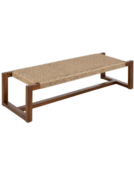 Banc en teck naturel et rotin synthétique 138x49x36 cm Calrio Ixia - 1