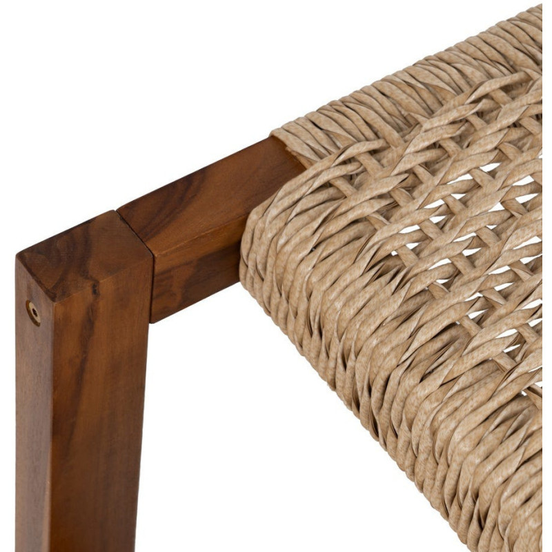 Banc en teck naturel et rotin synthétique 138x49x36 cm Calrio Ixia - 3