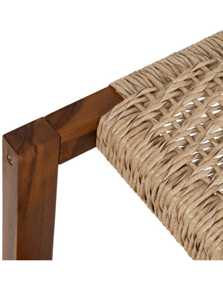 Banc en teck naturel et rotin synthétique 138x49x36 cm Calrio Ixia - 3