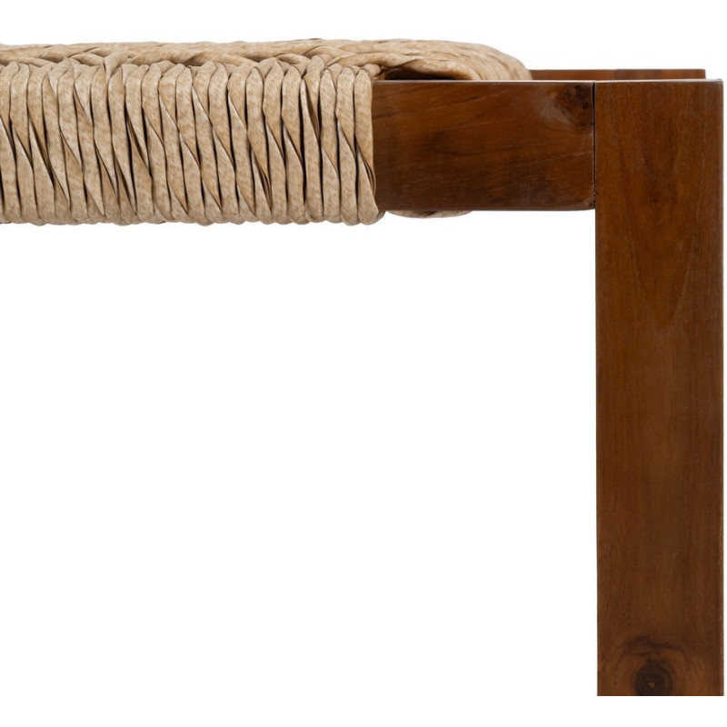 Banc en teck naturel et rotin synthétique 138x49x36 cm Calrio Ixia - 5