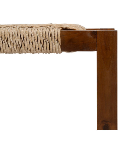 Banc en teck naturel et rotin synthétique 138x49x36 cm Calrio Ixia - 5