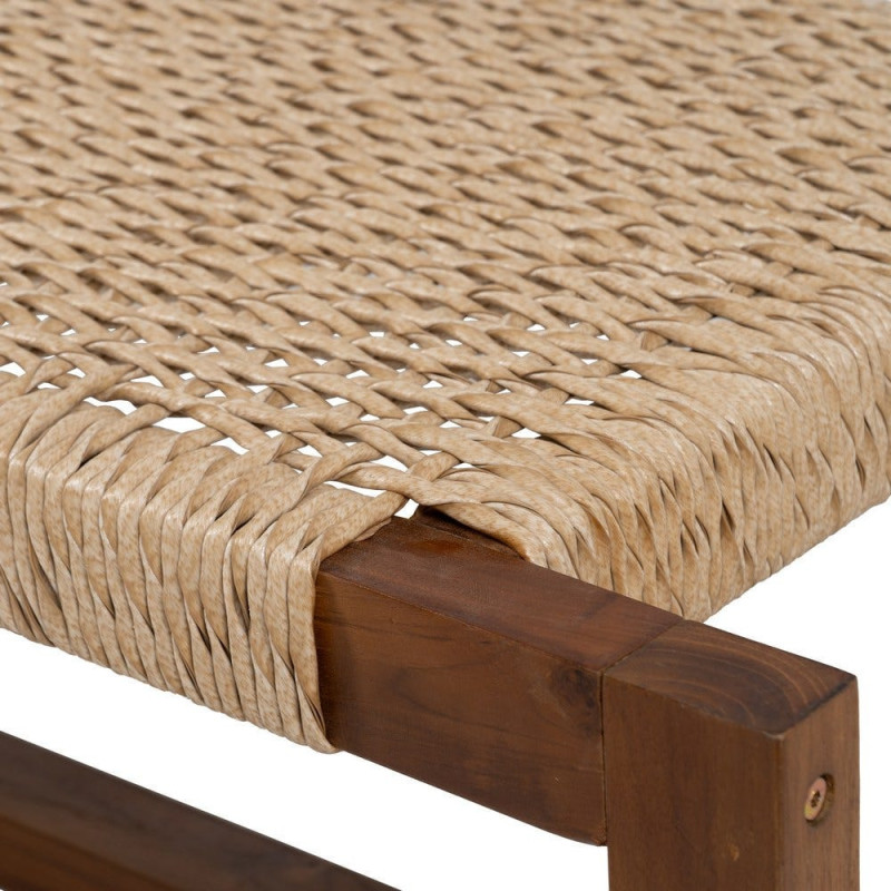 Banc en teck naturel et rotin synthétique 138x49x36 cm Calrio Ixia - 6