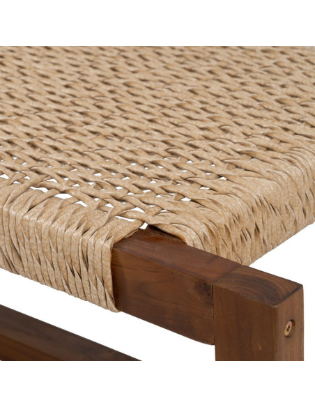 Banc en teck naturel et rotin synthétique 138x49x36 cm Calrio Ixia - 6