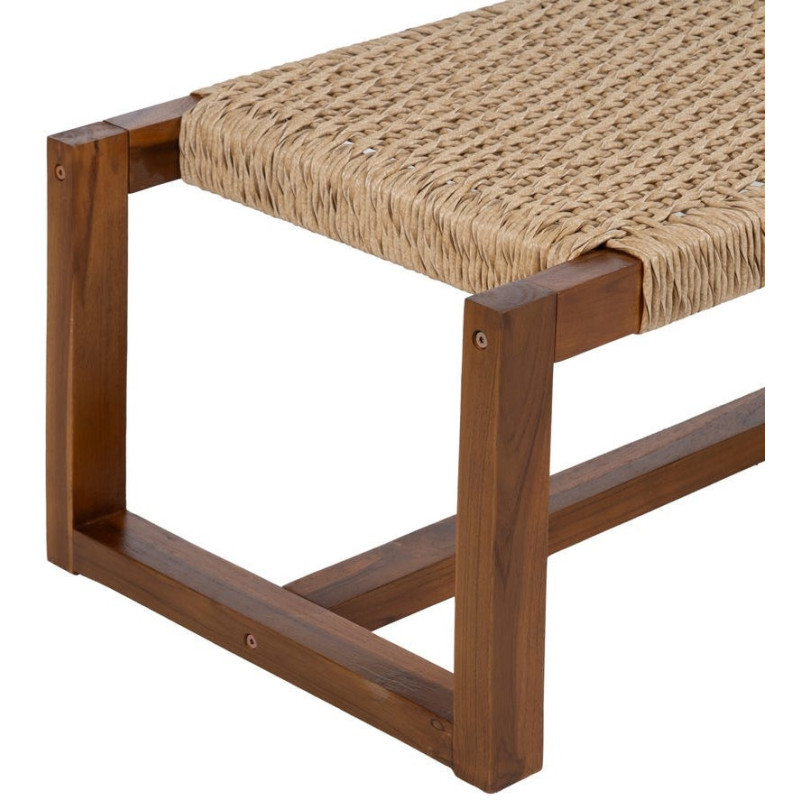 Banc en teck naturel et rotin synthétique 138x49x36 cm Calrio Ixia - 7