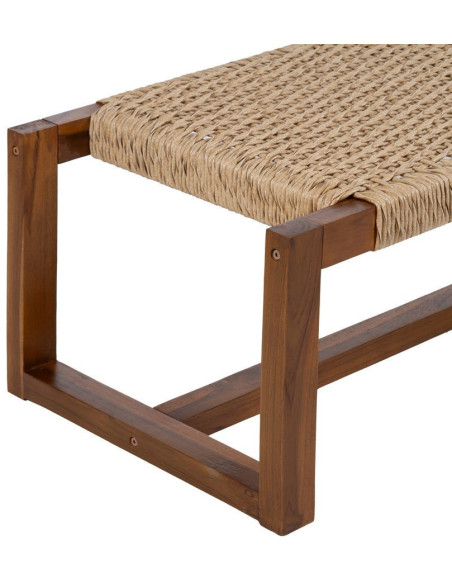 Banc en teck naturel et rotin synthétique 138x49x36 cm Calrio Ixia - 7