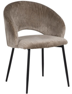 Fauteuil de table rétro chic en Velours Taupe vieilli Côtelé Métal Noir Carden (Lot de 2) - 1