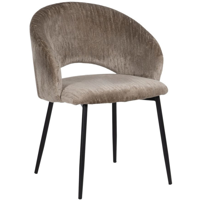 Fauteuil de table rétro chic en Velours Taupe vieilli Côtelé Métal Noir Carden (Lot de 2) - 1