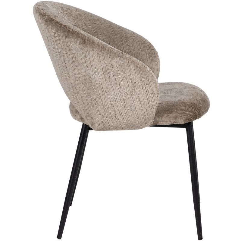Fauteuil de table rétro chic en Velours Taupe vieilli Côtelé Métal Noir Carden (Lot de 2) - 2