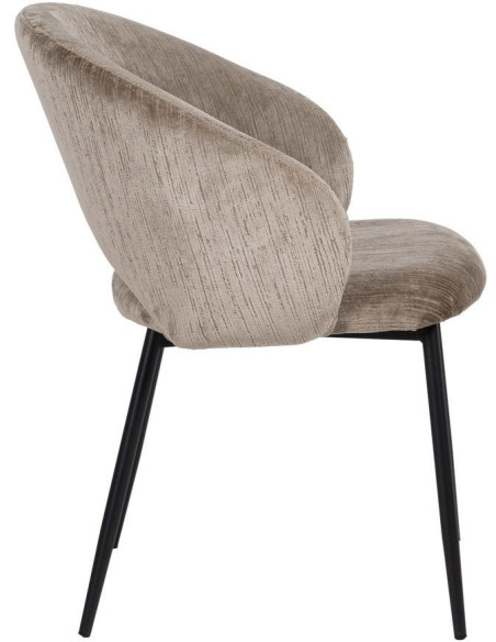Fauteuil de table rétro chic en Velours Taupe vieilli Côtelé Métal Noir Carden (Lot de 2) - 2
