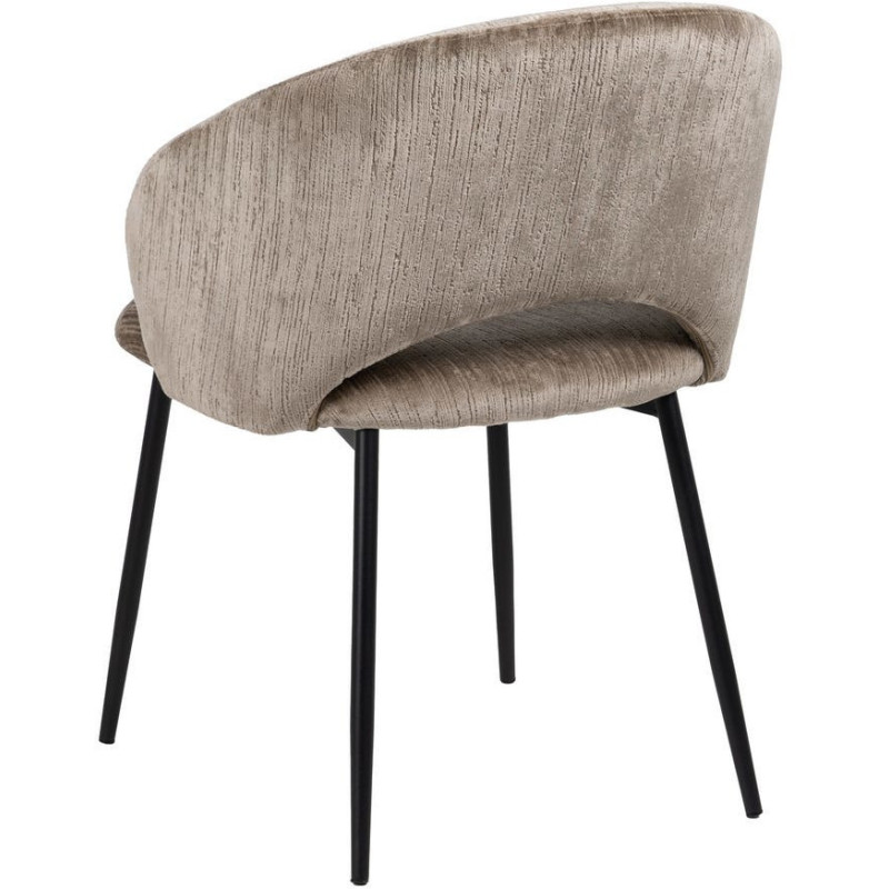 Fauteuil de table rétro chic en Velours Taupe vieilli Côtelé Métal Noir Carden (Lot de 2) - 3