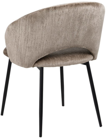 Fauteuil de table rétro chic en Velours Taupe vieilli Côtelé Métal Noir Carden (Lot de 2) - 3