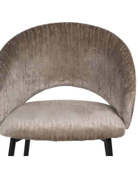 Fauteuil de table rétro chic en Velours Taupe vieilli Côtelé Métal Noir Carden (Lot de 2) - 4