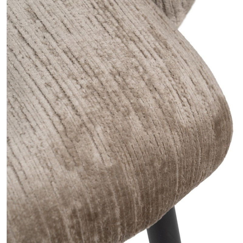 Fauteuil de table rétro chic en Velours Taupe vieilli Côtelé Métal Noir Carden (Lot de 2) - 7