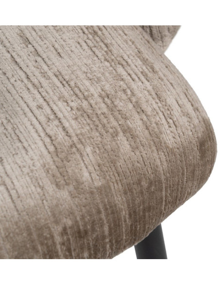 Fauteuil de table rétro chic en Velours Taupe vieilli Côtelé Métal Noir Carden (Lot de 2) - 7