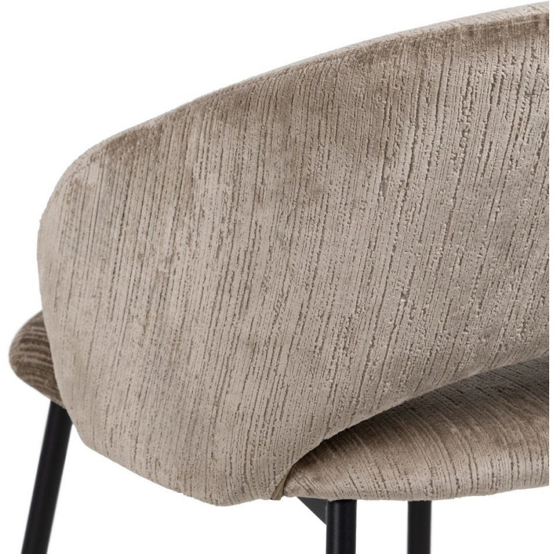 Fauteuil de table rétro chic en Velours Taupe vieilli Côtelé Métal Noir Carden (Lot de 2) - 8