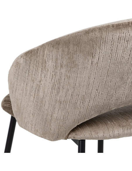 Fauteuil de table rétro chic en Velours Taupe vieilli Côtelé Métal Noir Carden (Lot de 2) - 8