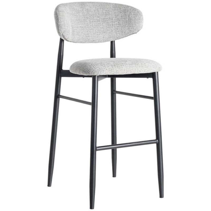 Tabouret de bar moderne en Tissu Gris Métal Noir Coria (Lot de 2) - 1
