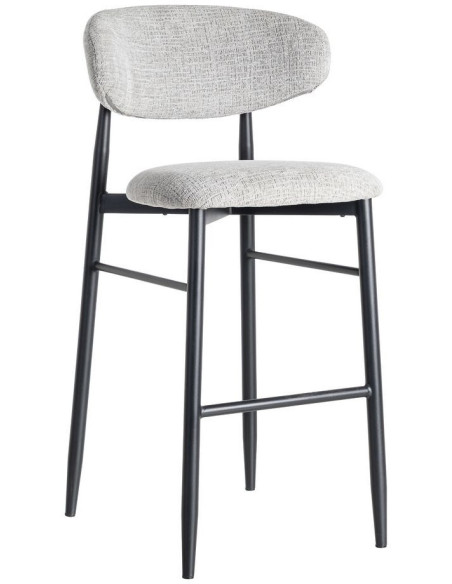 Tabouret de bar moderne en Tissu Gris Métal Noir Coria (Lot de 2) - 1