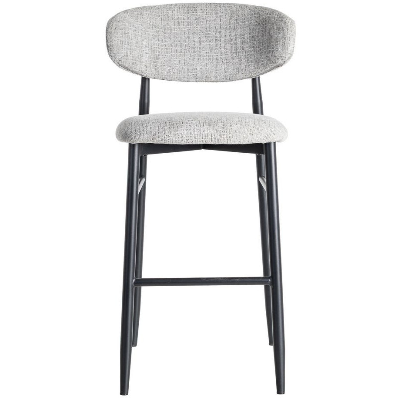 Tabouret de bar moderne en Tissu Gris Métal Noir Coria (Lot de 2) - 3