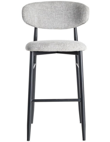 Tabouret de bar moderne en Tissu Gris Métal Noir Coria (Lot de 2) - 3