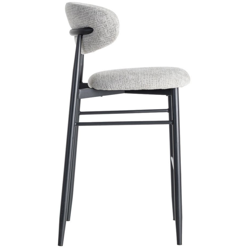 Tabouret de bar moderne en Tissu Gris Métal Noir Coria (Lot de 2) - 4