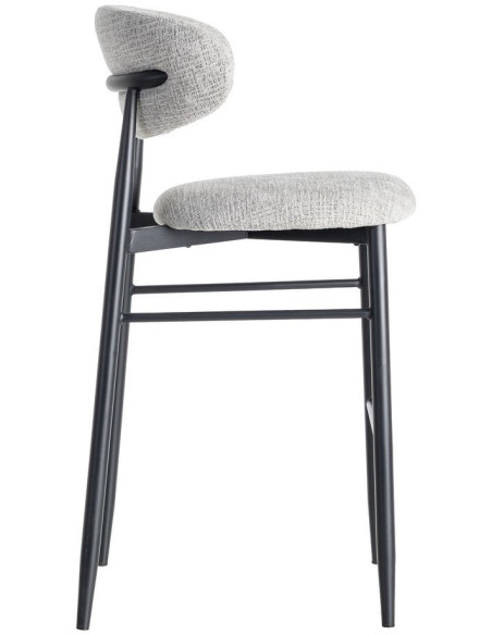 Tabouret de bar moderne en Tissu Gris Métal Noir Coria (Lot de 2) - 4