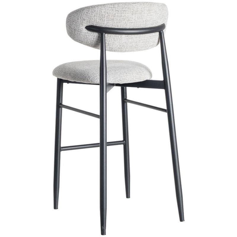 Tabouret de bar moderne en Tissu Gris Métal Noir Coria (Lot de 2) - 5