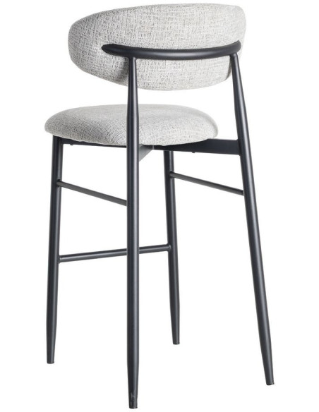 Tabouret de bar moderne en Tissu Gris Métal Noir Coria (Lot de 2) - 5