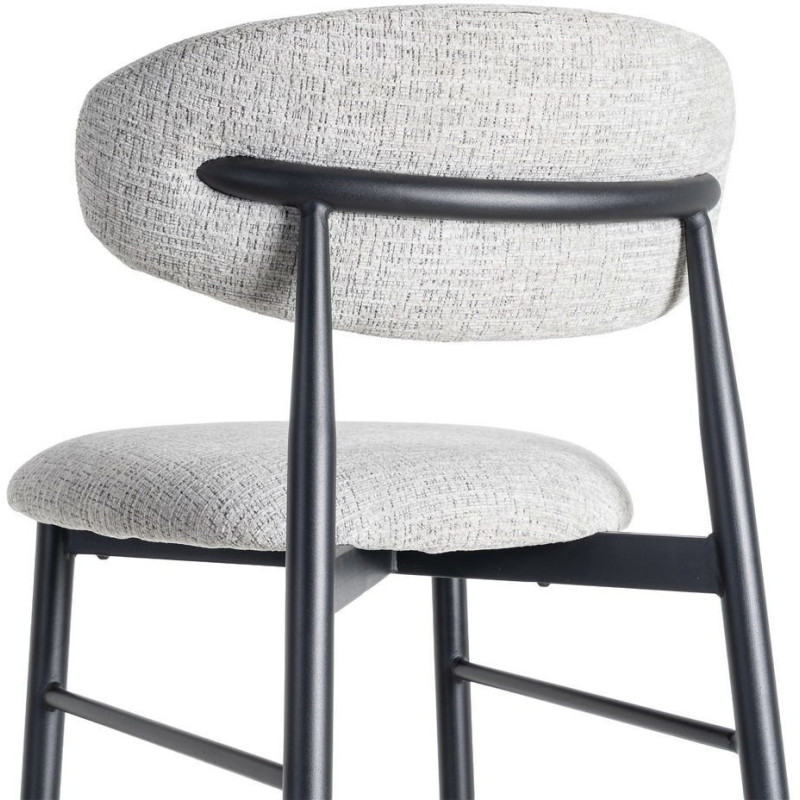 Tabouret de bar moderne en Tissu Gris Métal Noir Coria (Lot de 2) - 6