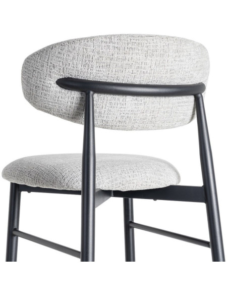 Tabouret de bar moderne en Tissu Gris Métal Noir Coria (Lot de 2) - 6