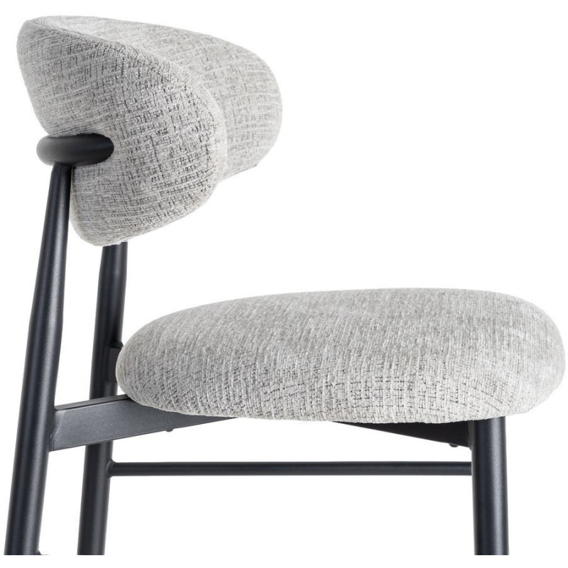 Tabouret de bar moderne en Tissu Gris Métal Noir Coria (Lot de 2) - 7