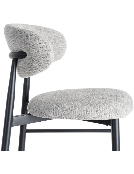 Tabouret de bar moderne en Tissu Gris Métal Noir Coria (Lot de 2) - 7