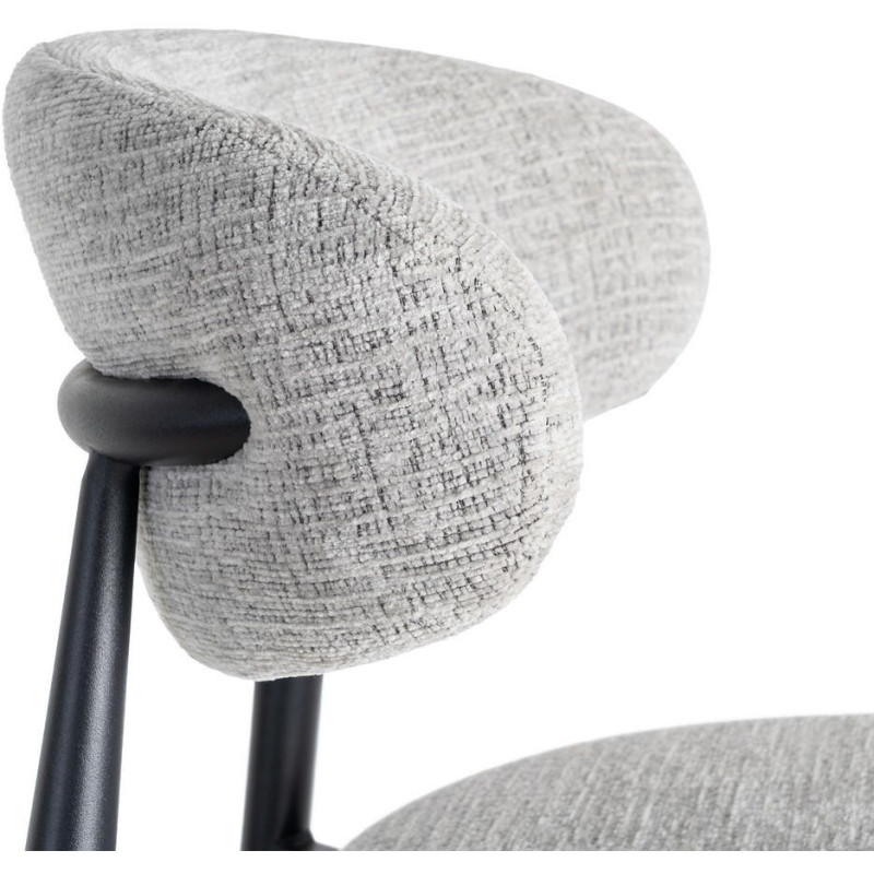Tabouret de bar moderne en Tissu Gris Métal Noir Coria (Lot de 2) - 8