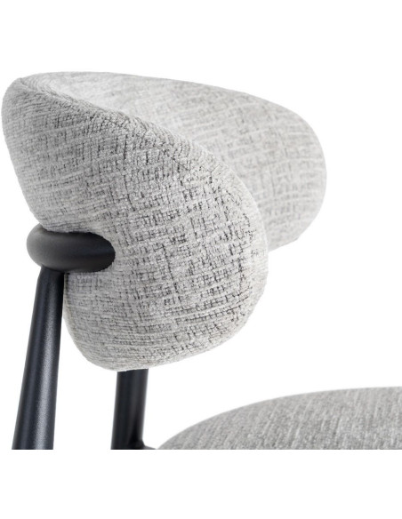 Tabouret de bar moderne en Tissu Gris Métal Noir Coria (Lot de 2) - 8