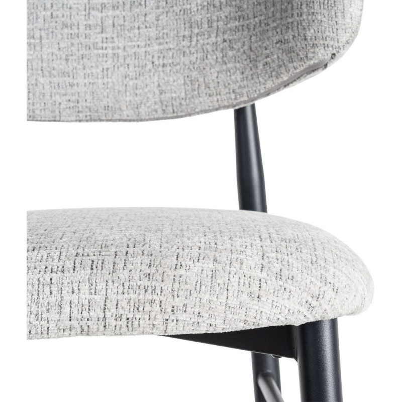 Tabouret de bar moderne en Tissu Gris Métal Noir Coria (Lot de 2) - 9