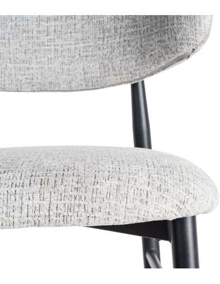 Tabouret de bar moderne en Tissu Gris Métal Noir Coria (Lot de 2) - 9