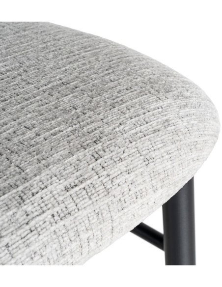 Tabouret de bar moderne en Tissu Gris Métal Noir Coria (Lot de 2) - 10