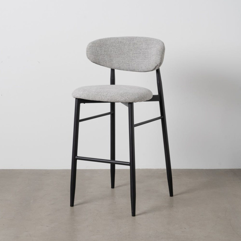 Tabouret de bar moderne en Tissu Gris Métal Noir Coria (Lot de 2) - 12