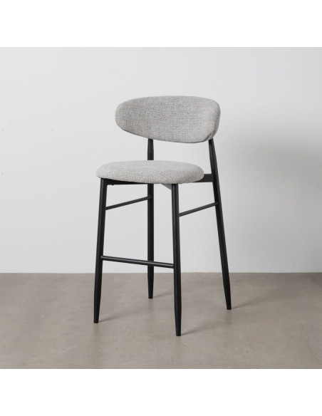 Tabouret de bar moderne en Tissu Gris Métal Noir Coria (Lot de 2) - 12