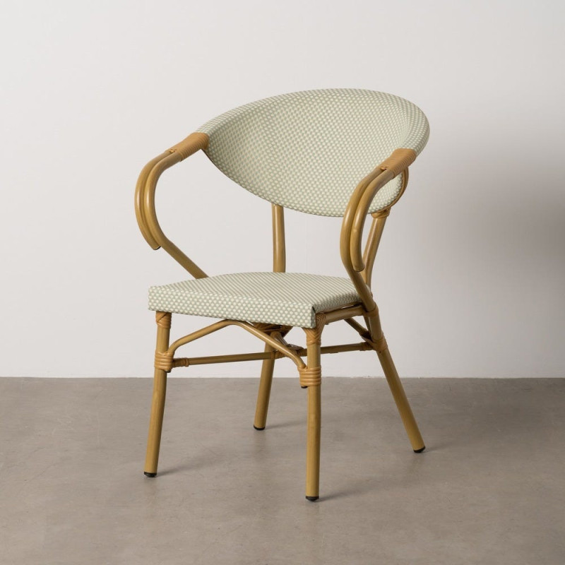 Fauteuil bistrot parisien en Métal Beige Textilène Vert d'eau Rainer (Lot de 2) - 12