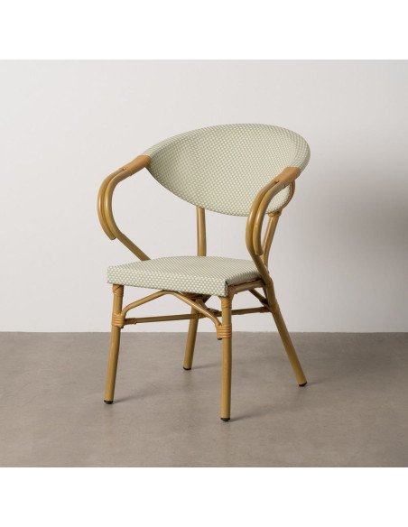 Fauteuil bistrot parisien en Métal Beige Textilène Vert d'eau Rainer (Lot de 2) - 12