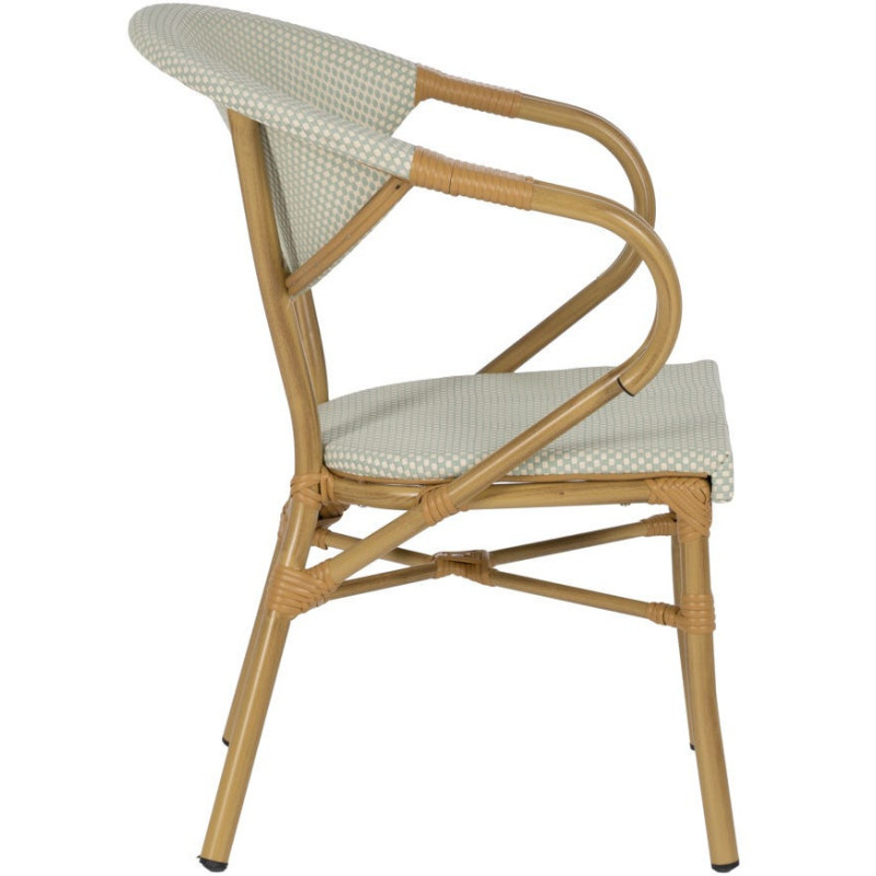 Fauteuil bistrot parisien en Métal Beige Textilène Vert d'eau Rainer (Lot de 2) - 3