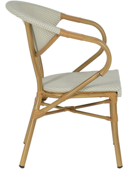 Fauteuil bistrot parisien en Métal Beige Textilène Vert d'eau Rainer (Lot de 2) - 3