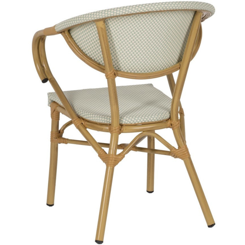 Fauteuil bistrot parisien en Métal Beige Textilène Vert d'eau Rainer (Lot de 2) - 4