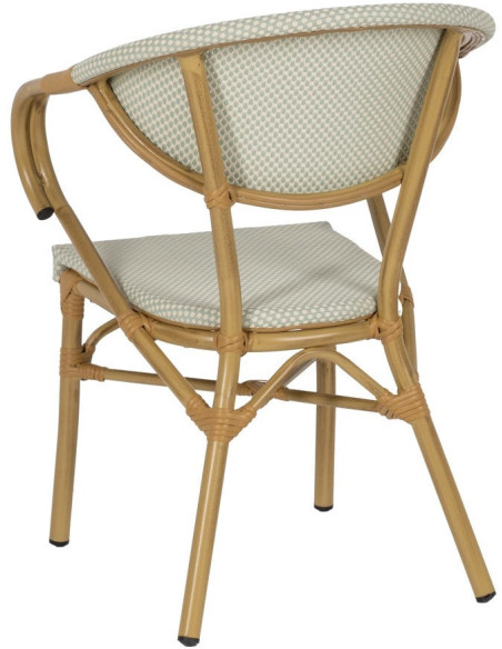 Fauteuil bistrot parisien en Métal Beige Textilène Vert d'eau Rainer (Lot de 2) - 4