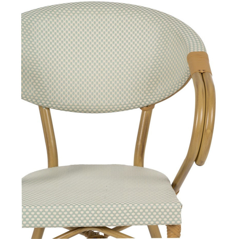 Fauteuil bistrot parisien en Métal Beige Textilène Vert d'eau Rainer (Lot de 2) - 5