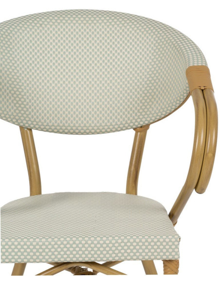 Fauteuil bistrot parisien en Métal Beige Textilène Vert d'eau Rainer (Lot de 2) - 5