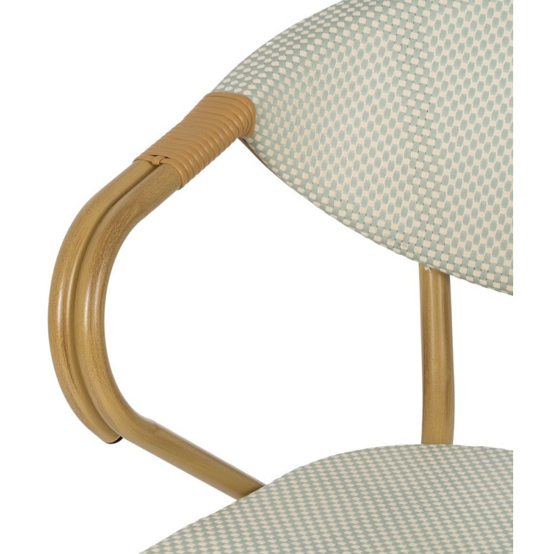 Fauteuil bistrot parisien en Métal Beige Textilène Vert d'eau Rainer (Lot de 2) - 6
